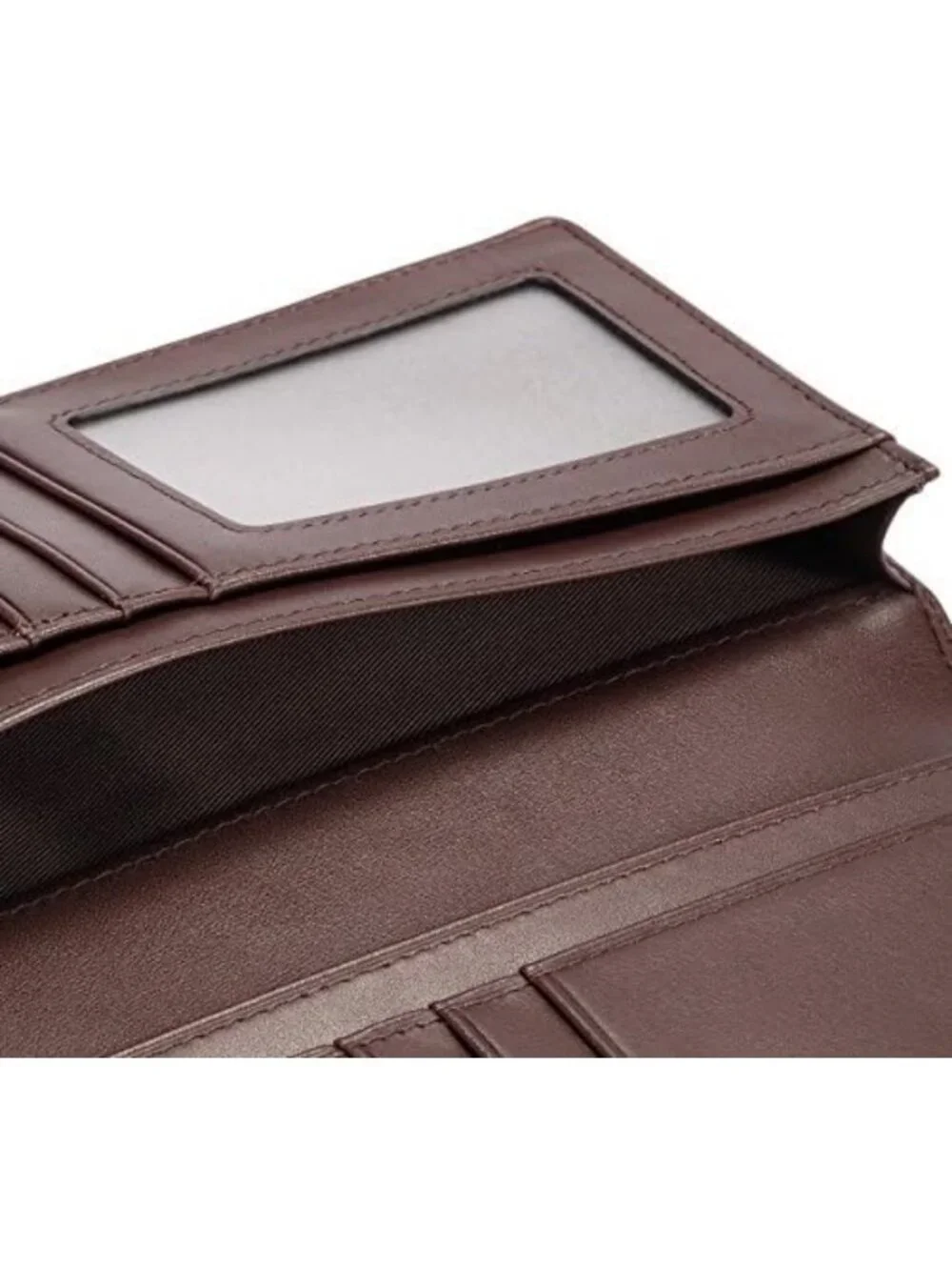 Men's Full Grain Leather Long Wallet - 15 Card Slots, Coffee Color, Stylish